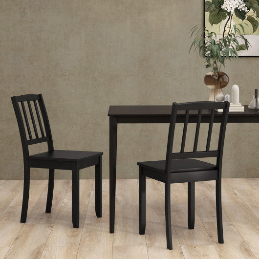 Wood Dining Chair Set of 2 with Rubber Wood Legs-White