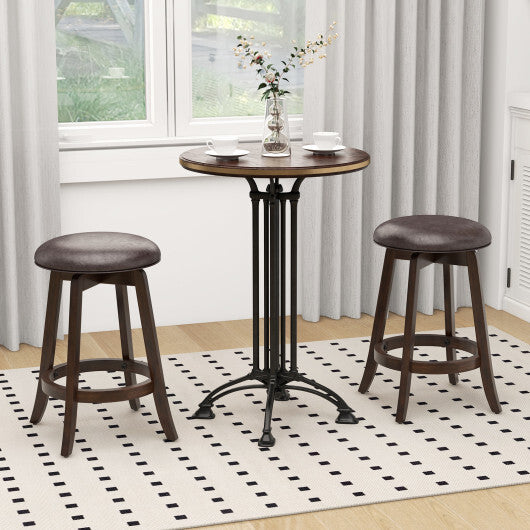 Set of 2 24/29 Inch Upholstered PU Leather Bar Stool with 360? Swivel Round Seat-29 inches