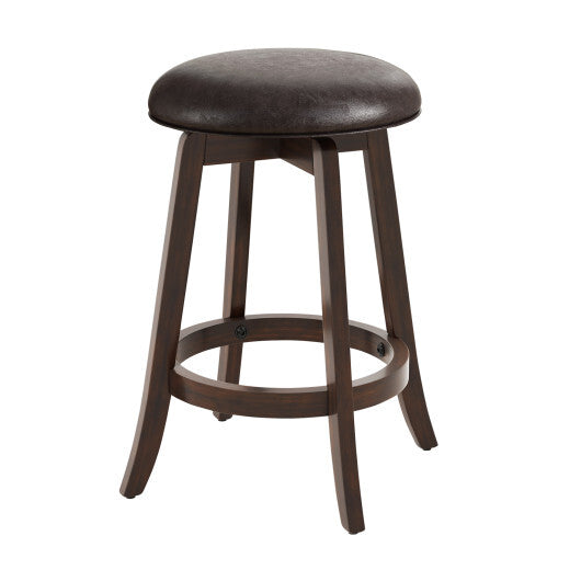 Set of 2 24/29 Inch Upholstered PU Leather Bar Stool with 360? Swivel Round Seat-29 inches