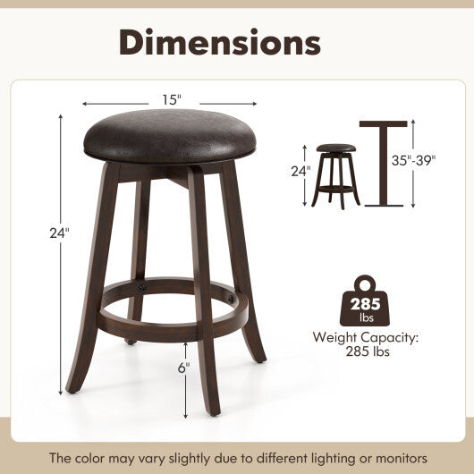 Set of 2 24/29 Inch Upholstered PU Leather Bar Stool with 360? Swivel Round Seat-29 inches