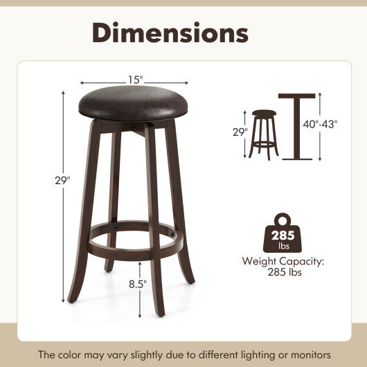 Set of 2 24/29 Inch Upholstered PU Leather Bar Stool with 360? Swivel Round Seat-29 inches