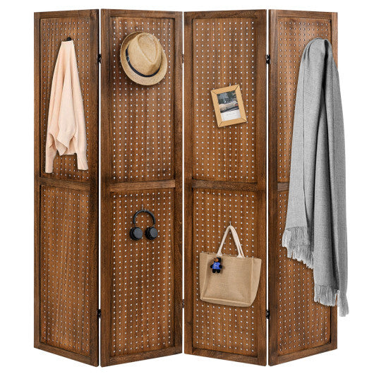 Pegboard Display with 360 Metal Hinges and Solid Wood Frame-4 Panel