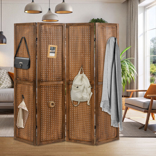Pegboard Display with 360 Metal Hinges and Solid Wood Frame-4 Panel