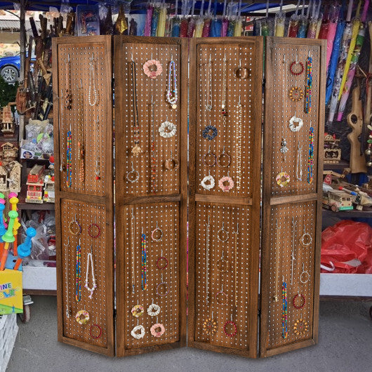 Pegboard Display with 360 Metal Hinges and Solid Wood Frame-4 Panel