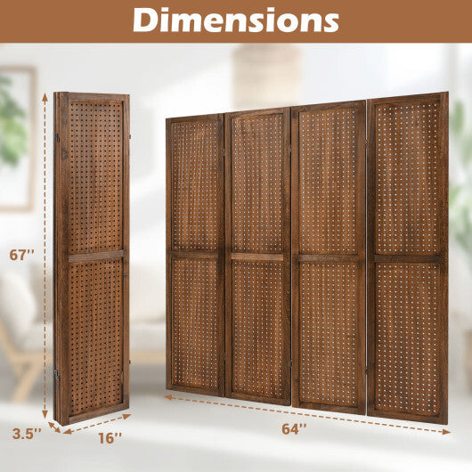 Pegboard Display with 360 Metal Hinges and Solid Wood Frame-4 Panel