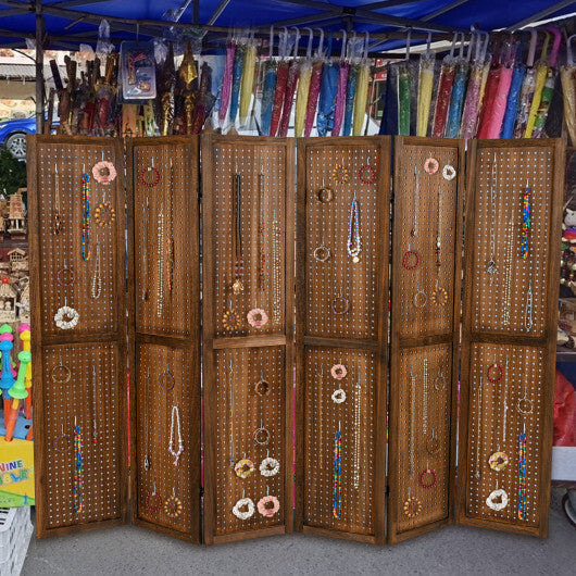 Pegboard Display with 360 Metal Hinges and Solid Wood Frame-4 Panel