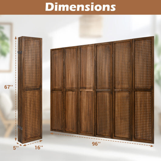 Pegboard Display with 360 Metal Hinges and Solid Wood Frame-4 Panel