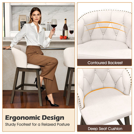 Counter Height Fabric Upholstered Bar Stools Set of 2-Gray