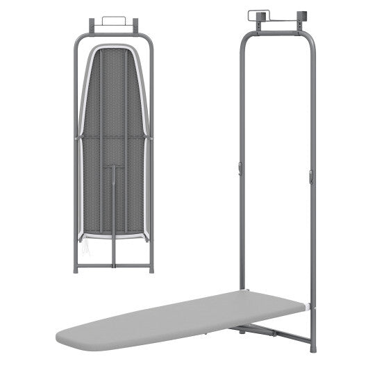 Over the Door Ironing Board Space-Saving Metal Hanging Ironing Board-Gray