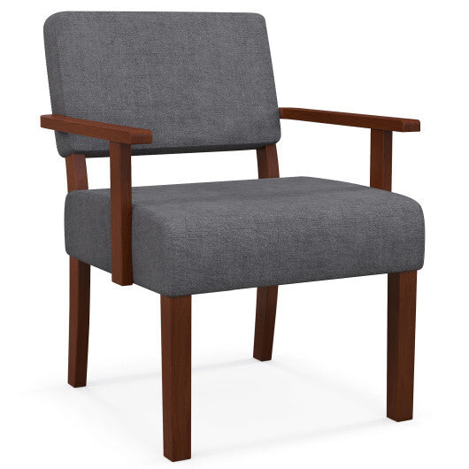 Linen Accent Chair Living Room Chair with Soft Padded Seat and Backrest-Blue
