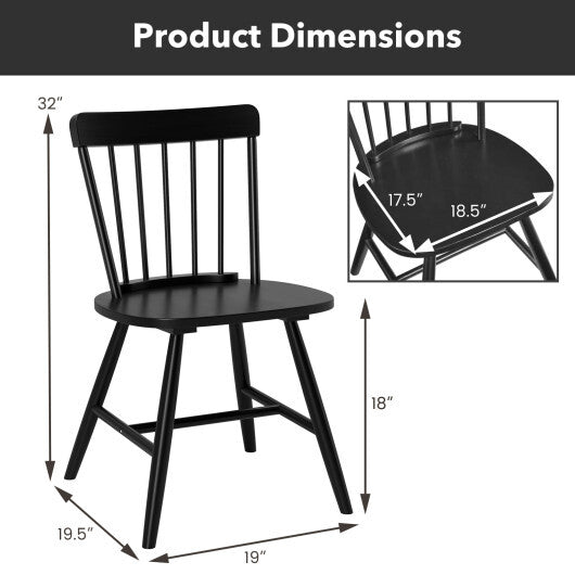 Farmhouse Kitchen Chair Set of 2 with Rubber Wood Frame-Natural