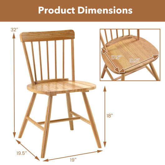 Farmhouse Kitchen Chair Set of 2 with Rubber Wood Frame-Natural