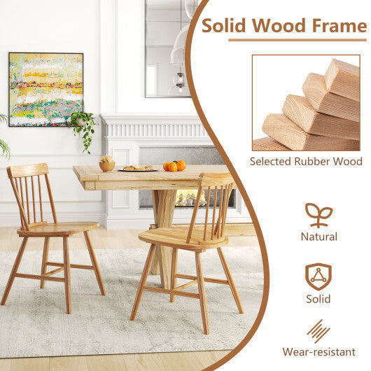 Farmhouse Kitchen Chair Set of 2 with Rubber Wood Frame-Natural