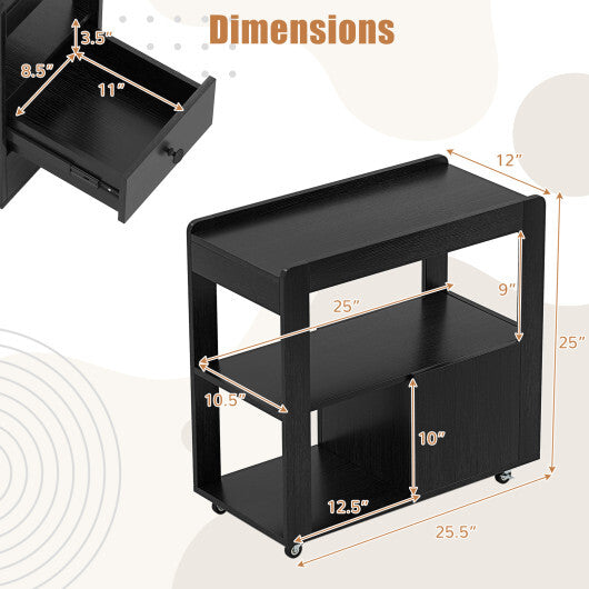 2-Drawer Sofa Side Table with Shelves for Living Room-Natural