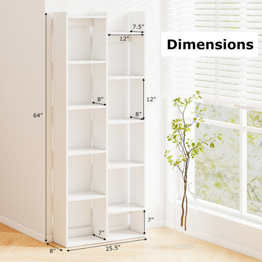 11-Tier Modern Book Organizer Bookcase with Anti-Tipping Kits-Natural