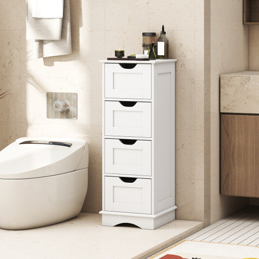 Bathroom Storage Cabinet with Cutout Handles and 4 Drawers-Black
