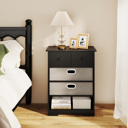 4-Drawer Dresser Modern Chest Storage Organizer with Open Shelves-White