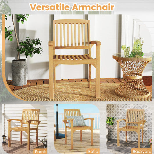 Outdoor Patio Chair with Slatted Seat and Curved Seat