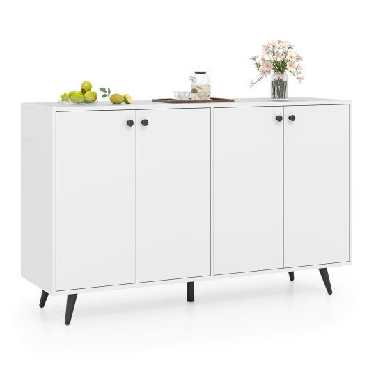 Buffet Sideboard Mid Century Modern Storage Cabinet with Adjustable Shelves-Rustic Brown