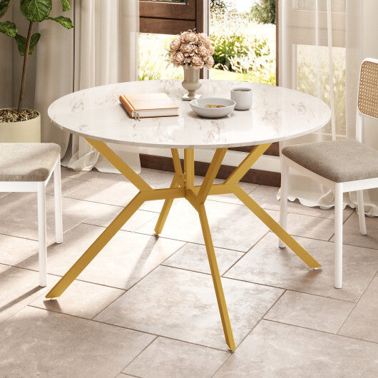 Folding Dining Table 47 Inch Extendable Round Kitchen Table with Drop Leaves-Black