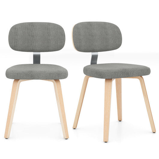 Chenille Fabric Upholstered Wooden Kitchen Chairs Set of 2-Dark Gray