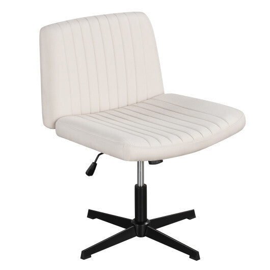 Criss Cross-Legged Swivel Desk Chair No Wheels-Gray