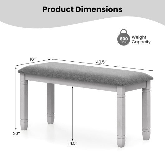 Upholstered Bedroom Bench with Padded Seat and Solid Wood Legs-Gray