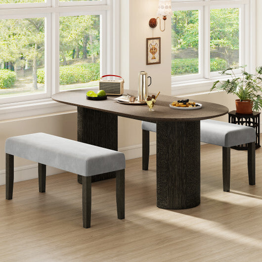 End of Bed Bench with Padded Seat and Solid Wood Legs-Gray