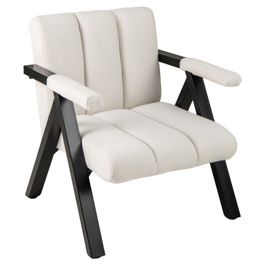 Oversized Accent Chair with Metal Frame and Armrests-Gray