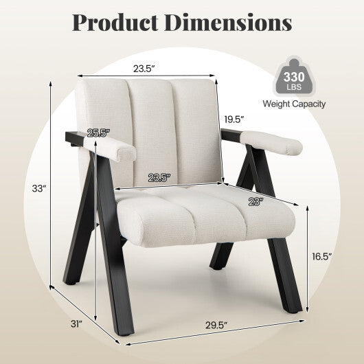 Oversized Accent Chair with Metal Frame and Armrests-Gray