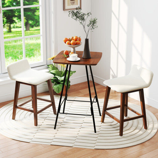 24 Inch Counter Height Bar Stools Set of 2 with Low Back-White