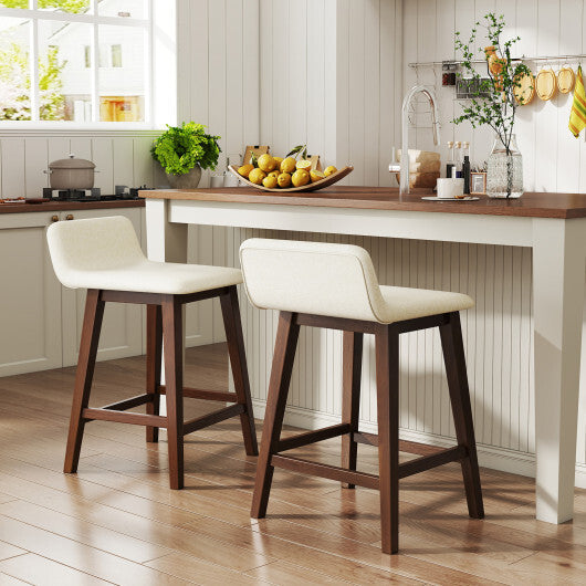 24 Inch Counter Height Bar Stools Set of 2 with Low Back-White