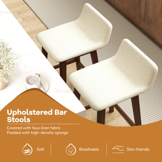 24 Inch Counter Height Bar Stools Set of 2 with Low Back-White