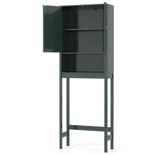 Over The Toilet Storage Cabinet with Fluted Doors-Beige