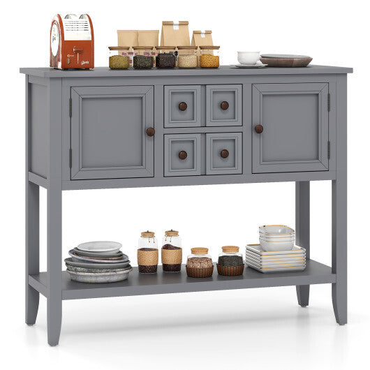 Buffet Sideboard Cabinet with 2 Doors and 2 Drawers-Brown