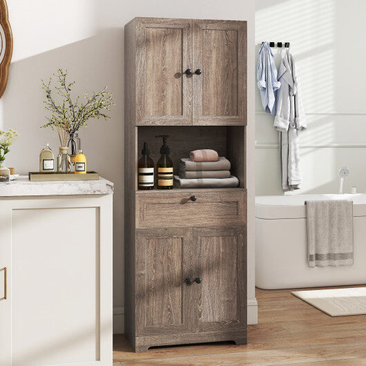 67.5 Inch Tall Modern Freestanding Floor Storage Cabinet with 4 Doors and 1 Drawer-White