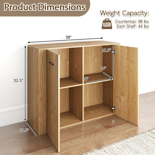 38" Buffet Modern Sideboard Cabinet with Storage-Natural