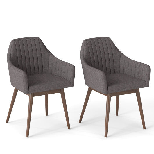 Dining Chairs Set of 2 Upholstered Accent Chairs with Comfy Padded Backrest and Seat-Black