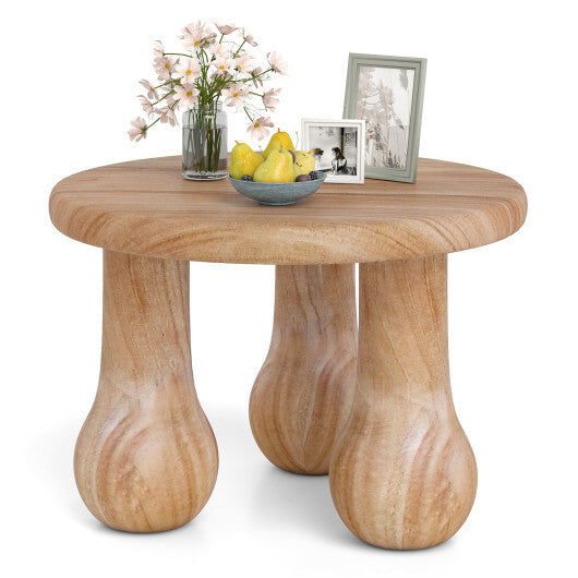 24" Small Solid Mahogany Wood Coffee Table with Thickened Top and Column Legs