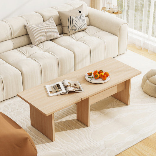 Modular Coffee Table Set of 2 L Shaped Center Tables for Small Space-Walnut