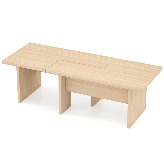 Modular Coffee Table Set of 2 L Shaped Center Tables for Small Space-Walnut
