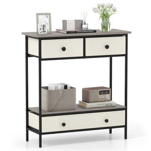 Farmhouse Console Table with Open Storage Shelf for Hallway-Gray