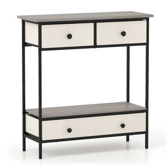 Farmhouse Console Table with Open Storage Shelf for Hallway-Gray