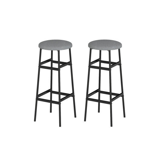 Bar Stools Set of 2 with Sturdy Metal Frame and Footrest-White