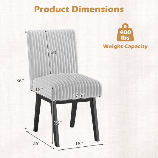 Dining Chairs Set of 2 Fabric Upholstered Kitchen Chairs with Padded Seatand Rubber Wood Legs-Grey