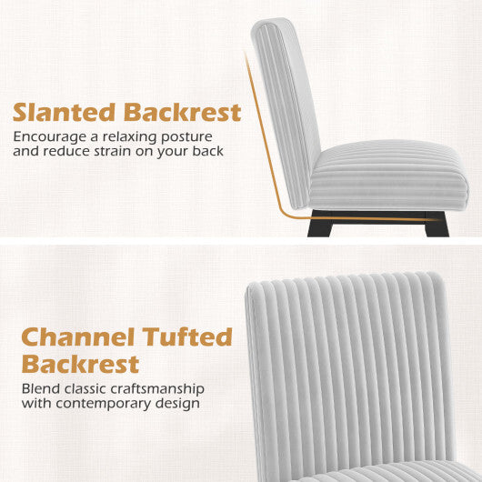 Dining Chairs Set of 2 Fabric Upholstered Kitchen Chairs with Padded Seatand Rubber Wood Legs-Grey
