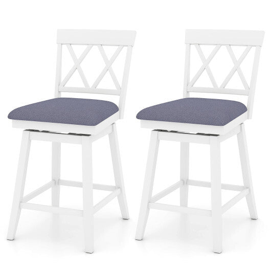 24 Inch Counter Height Barstools with Backrest and Upholstered Seat Cushion for Kitchen Dining Room-Oak