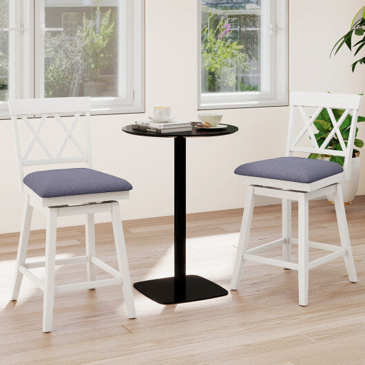 24 Inch Counter Height Barstools with Backrest and Upholstered Seat Cushion for Kitchen Dining Room-Oak