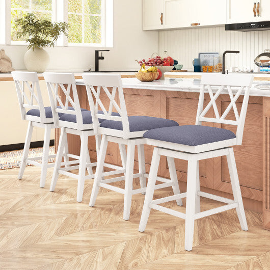 24 Inch Counter Height Barstools with Backrest and Upholstered Seat Cushion for Kitchen Dining Room-Oak