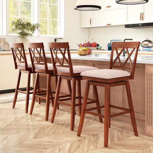 29 Inch Counter Height Barstools with Backrest and Upholstered Seat Cushion for Kitchen Dining Room-Oak